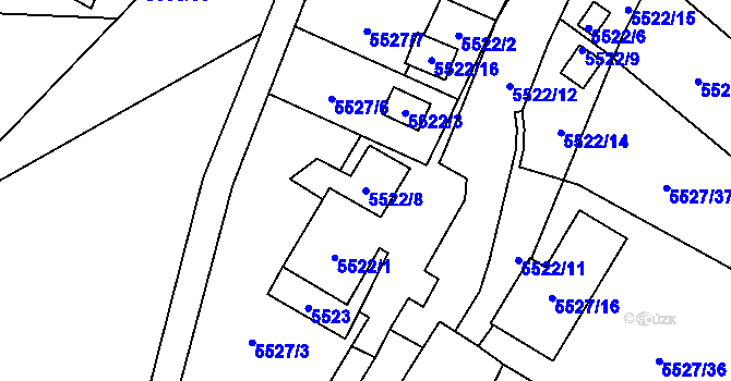 Parcela st. 5522/8 v KÚ Jihlava, Katastrální mapa