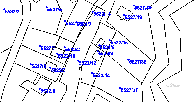 Parcela st. 5522/9 v KÚ Jihlava, Katastrální mapa