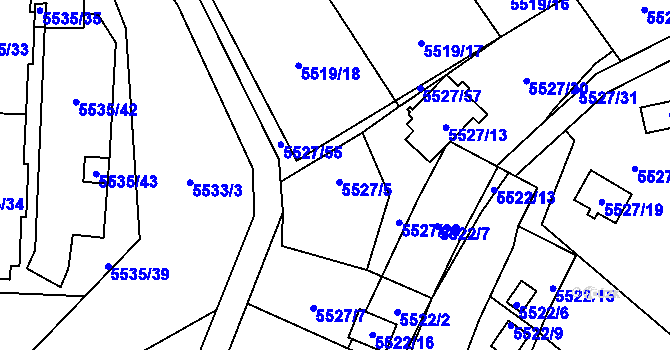 Parcela st. 5527/5 v KÚ Jihlava, Katastrální mapa