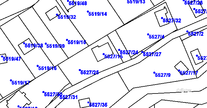 Parcela st. 5527/15 v KÚ Jihlava, Katastrální mapa