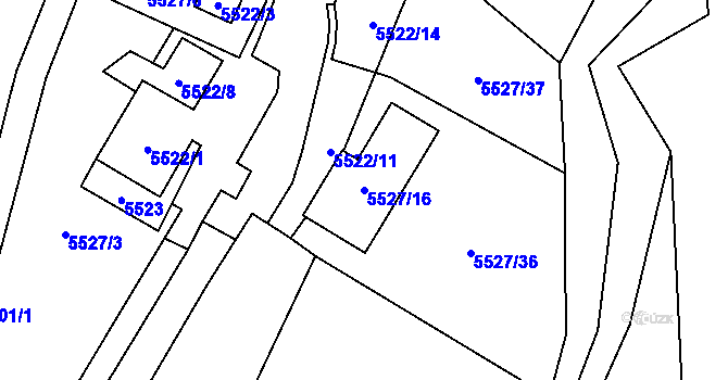 Parcela st. 5527/16 v KÚ Jihlava, Katastrální mapa