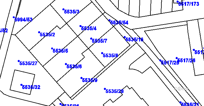 Parcela st. 5535/8 v KÚ Jihlava, Katastrální mapa