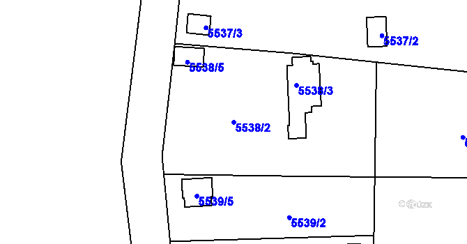 Parcela st. 5538/2 v KÚ Jihlava, Katastrální mapa