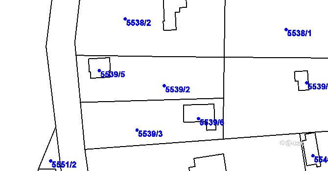 Parcela st. 5539/2 v KÚ Jihlava, Katastrální mapa