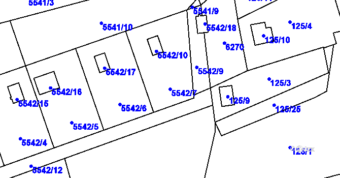 Parcela st. 5542/7 v KÚ Jihlava, Katastrální mapa