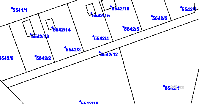 Parcela st. 5542/12 v KÚ Jihlava, Katastrální mapa