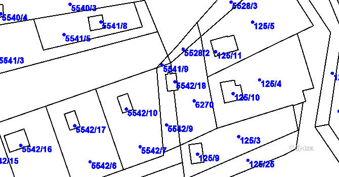 Parcela st. 5542/18 v KÚ Jihlava, Katastrální mapa