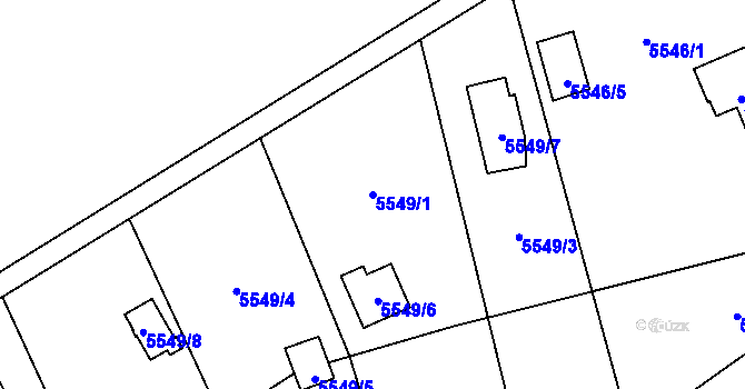Parcela st. 5549/1 v KÚ Jihlava, Katastrální mapa