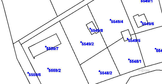 Parcela st. 5549/2 v KÚ Jihlava, Katastrální mapa