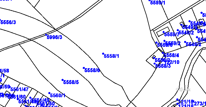 Parcela st. 5558/1 v KÚ Jihlava, Katastrální mapa