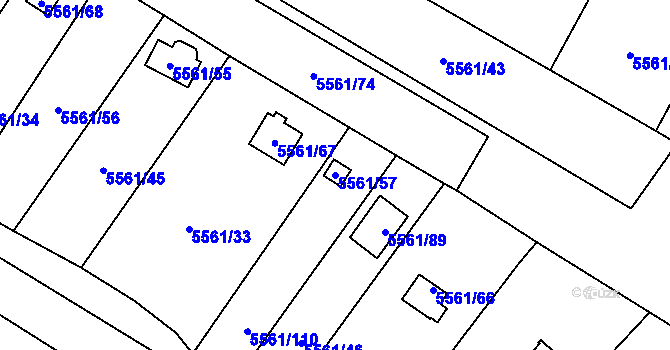 Parcela st. 5561/57 v KÚ Jihlava, Katastrální mapa