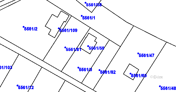 Parcela st. 5561/59 v KÚ Jihlava, Katastrální mapa