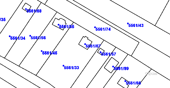 Parcela st. 5561/67 v KÚ Jihlava, Katastrální mapa