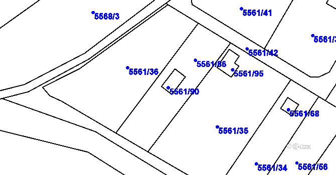 Parcela st. 5561/90 v KÚ Jihlava, Katastrální mapa