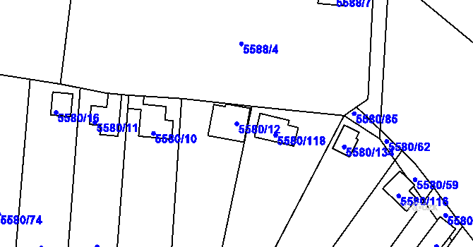 Parcela st. 5580/12 v KÚ Jihlava, Katastrální mapa