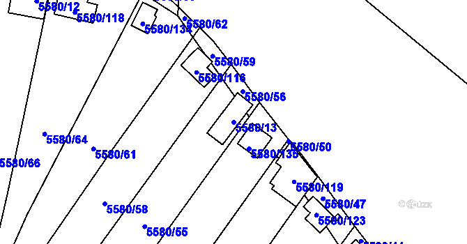 Parcela st. 5580/13 v KÚ Jihlava, Katastrální mapa