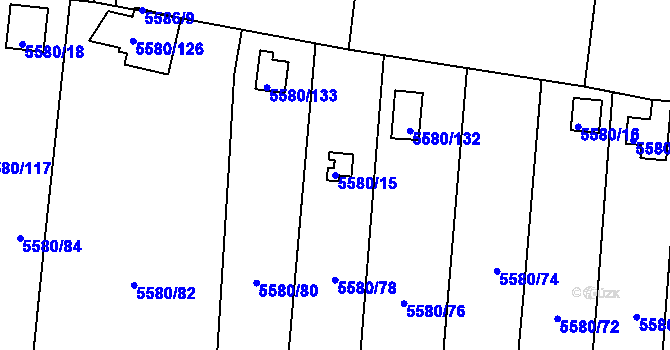Parcela st. 5580/15 v KÚ Jihlava, Katastrální mapa