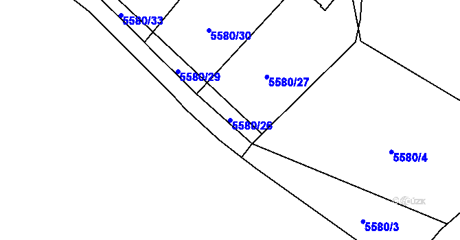 Parcela st. 5580/26 v KÚ Jihlava, Katastrální mapa