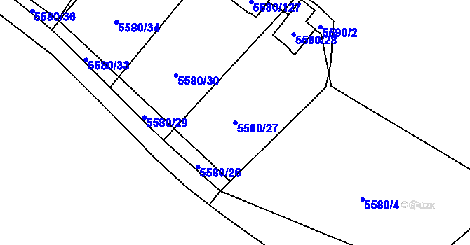 Parcela st. 5580/27 v KÚ Jihlava, Katastrální mapa