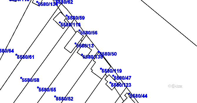 Parcela st. 5580/50 v KÚ Jihlava, Katastrální mapa