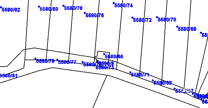 Parcela st. 5580/86 v KÚ Jihlava, Katastrální mapa