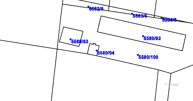 Parcela st. 5580/94 v KÚ Jihlava, Katastrální mapa