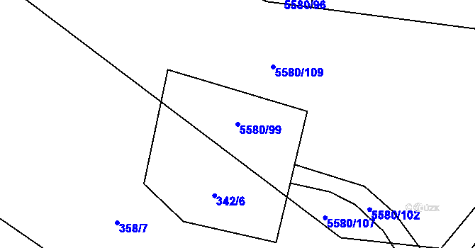 Parcela st. 5580/99 v KÚ Jihlava, Katastrální mapa