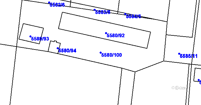 Parcela st. 5580/100 v KÚ Jihlava, Katastrální mapa