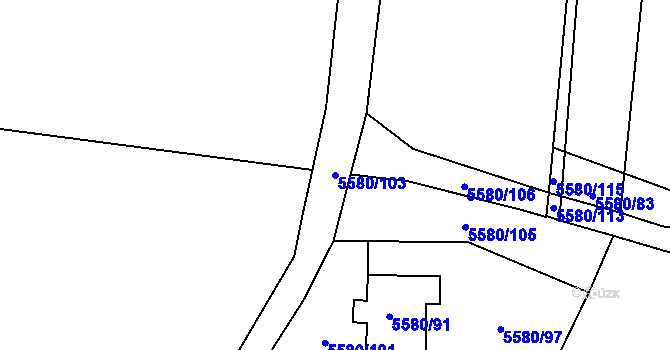 Parcela st. 5580/103 v KÚ Jihlava, Katastrální mapa