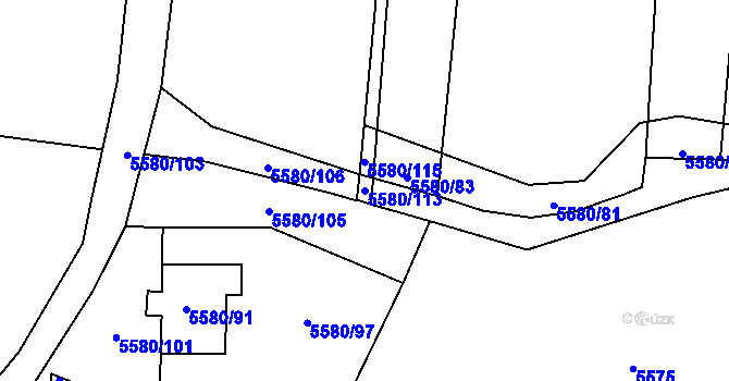 Parcela st. 5580/113 v KÚ Jihlava, Katastrální mapa