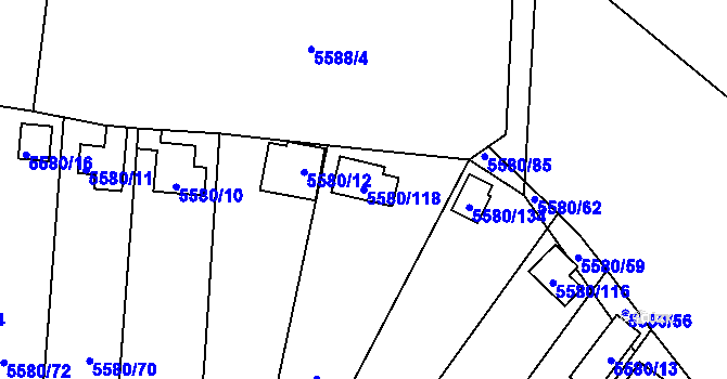 Parcela st. 5580/118 v KÚ Jihlava, Katastrální mapa