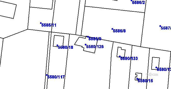 Parcela st. 5580/126 v KÚ Jihlava, Katastrální mapa