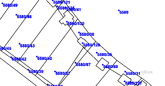 Parcela st. 5580/128 v KÚ Jihlava, Katastrální mapa