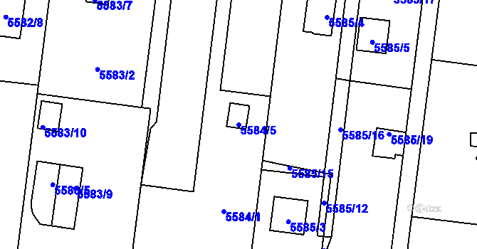 Parcela st. 5584/5 v KÚ Jihlava, Katastrální mapa
