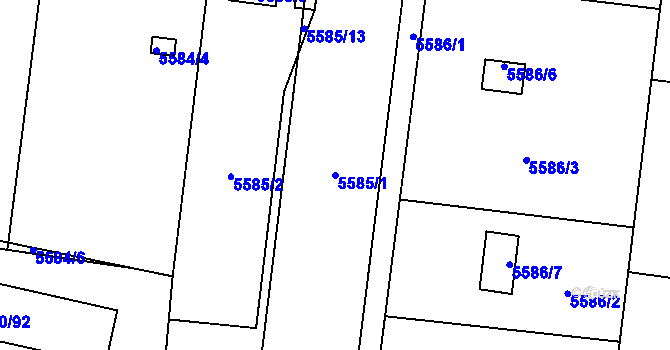 Parcela st. 5585/1 v KÚ Jihlava, Katastrální mapa