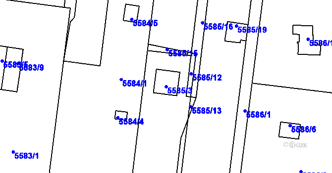 Parcela st. 5585/3 v KÚ Jihlava, Katastrální mapa