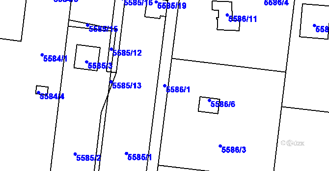 Parcela st. 5586/1 v KÚ Jihlava, Katastrální mapa