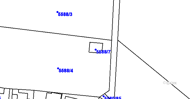 Parcela st. 5588/7 v KÚ Jihlava, Katastrální mapa