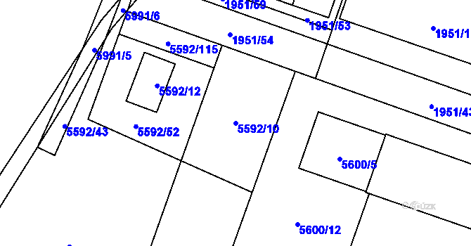 Parcela st. 5592/10 v KÚ Jihlava, Katastrální mapa
