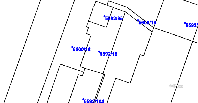 Parcela st. 5592/18 v KÚ Jihlava, Katastrální mapa