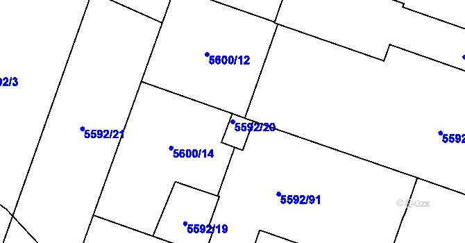 Parcela st. 5592/20 v KÚ Jihlava, Katastrální mapa