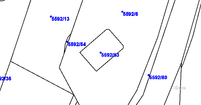 Parcela st. 5592/53 v KÚ Jihlava, Katastrální mapa