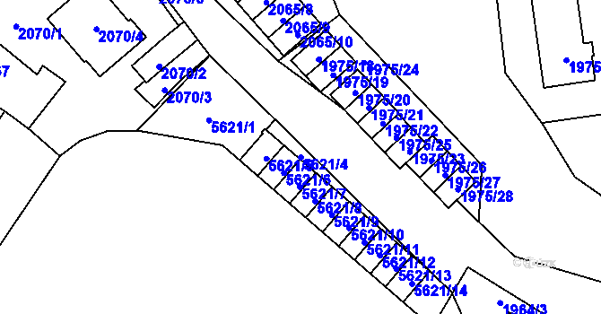 Parcela st. 5621/4 v KÚ Jihlava, Katastrální mapa