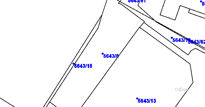 Parcela st. 5643/8 v KÚ Jihlava, Katastrální mapa
