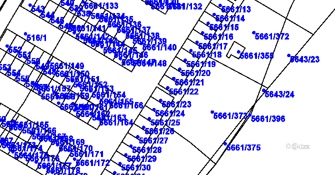 Parcela st. 5661/22 v KÚ Jihlava, Katastrální mapa