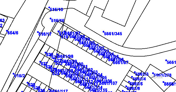 Parcela st. 5661/92 v KÚ Jihlava, Katastrální mapa