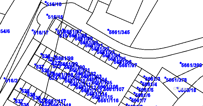 Parcela st. 5661/94 v KÚ Jihlava, Katastrální mapa