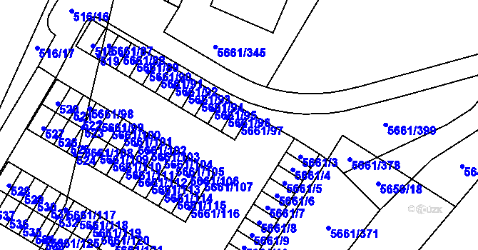 Parcela st. 5661/97 v KÚ Jihlava, Katastrální mapa