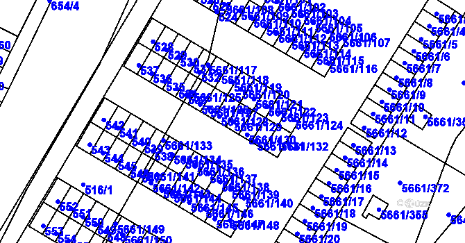 Parcela st. 5661/129 v KÚ Jihlava, Katastrální mapa