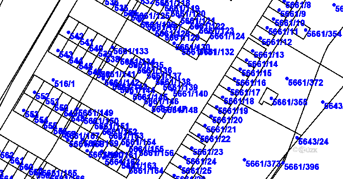 Parcela st. 5661/140 v KÚ Jihlava, Katastrální mapa